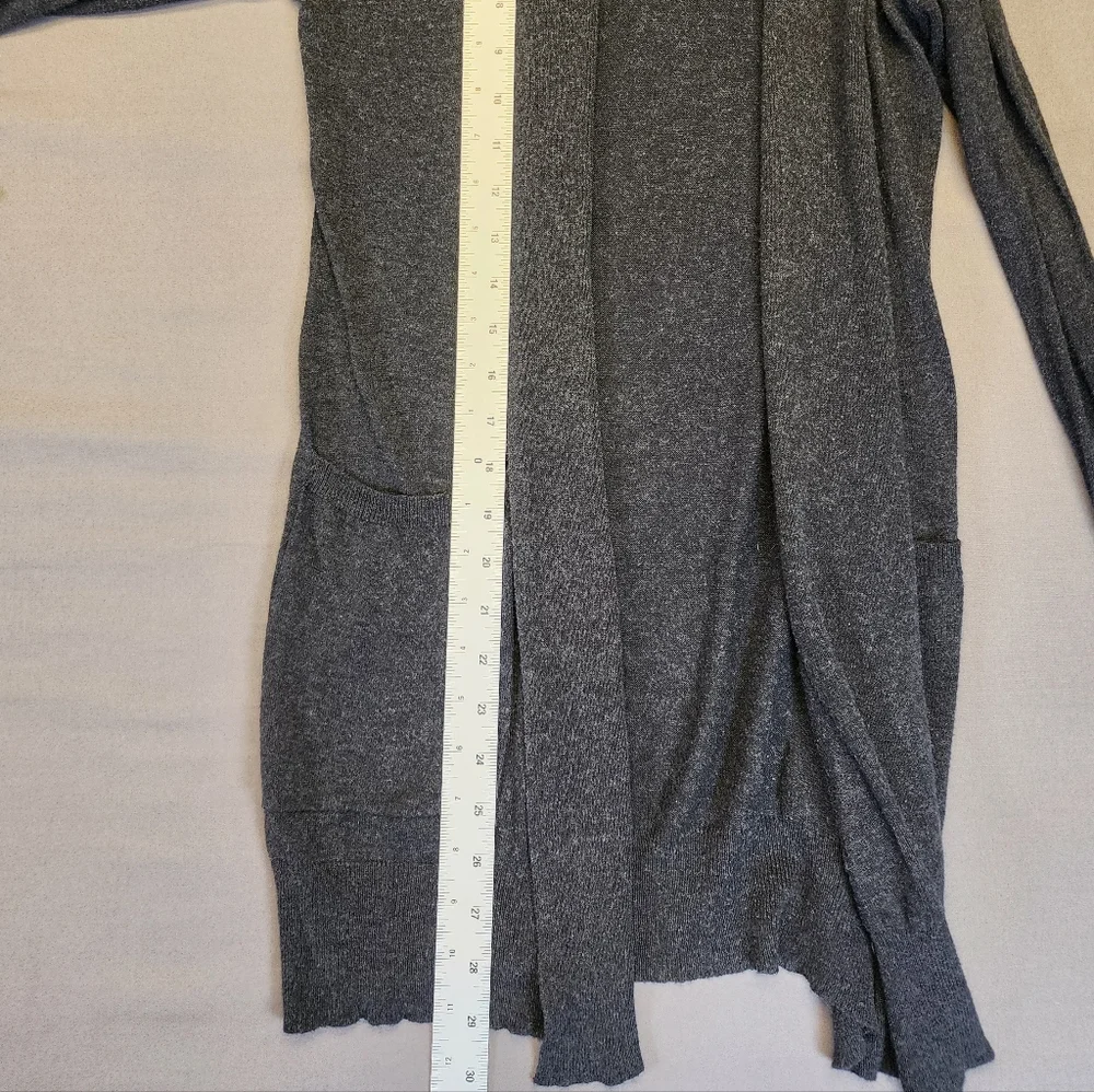 Billabong Gray Open Front Cardigan Sweater Cotton Rayon Knit Shawl Collar Small